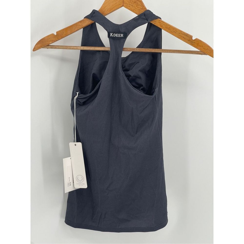 K Deer Tank Top Women's Size XS Gray Shelf‎ Bra New Active Yoga